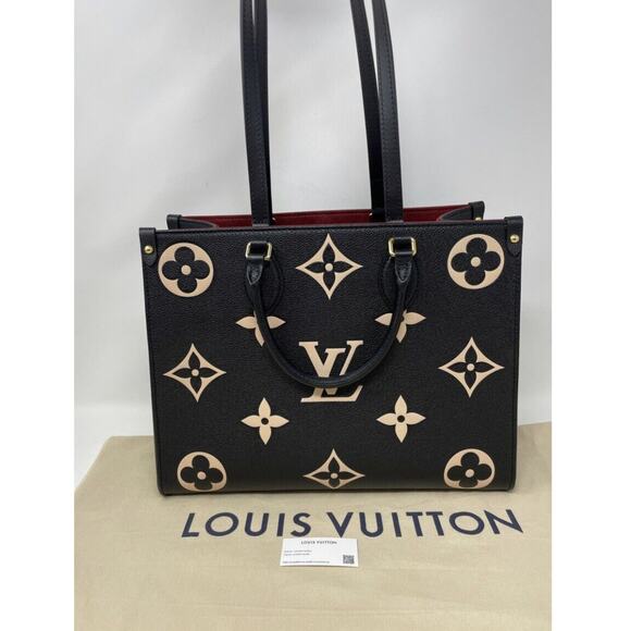 Louis Vuitton M45495 OnTheGo Tote MM Black/Beige NEW WITH TAGS! - Picture 3 of 13